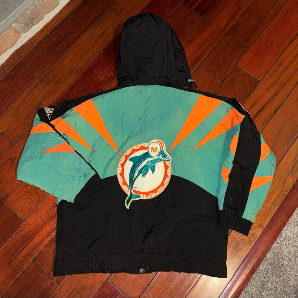 Miami Dolphins Vintage 90s NFL Puffer APEX Zip Up Coat Men's L